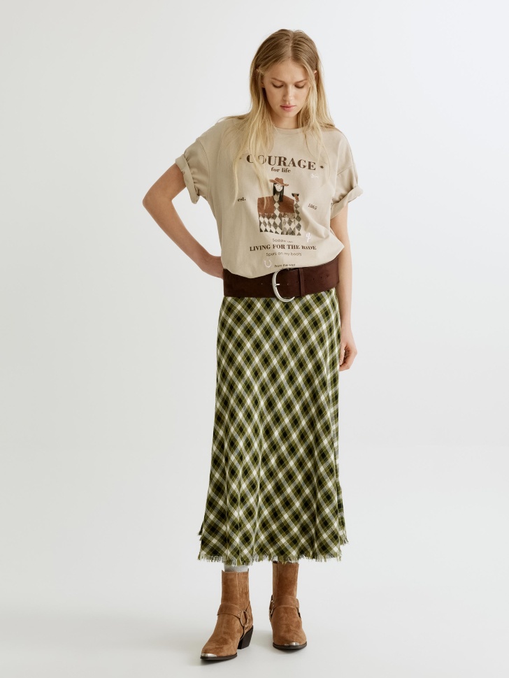 юбка миди в клетку из россии вид сбоку
