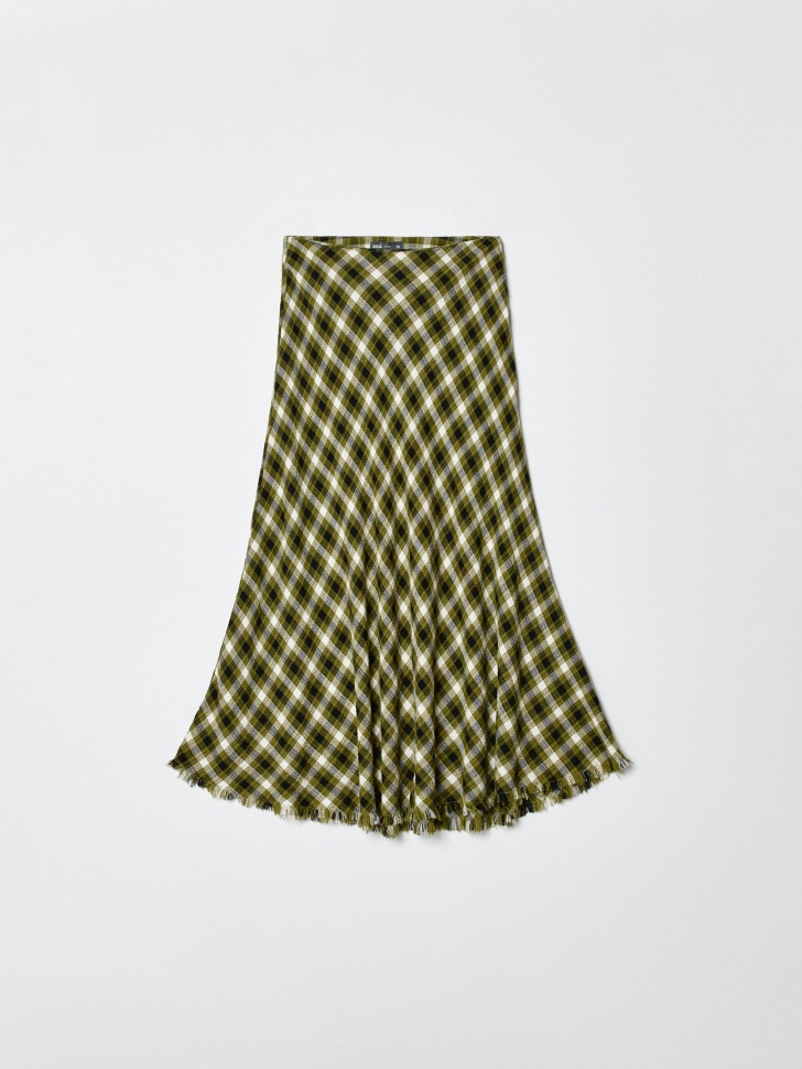 юбка миди в клетку из вискозы спереди