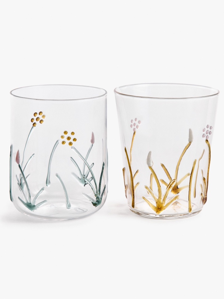 стакан из стекла с рисунком от бренда sela вид слева