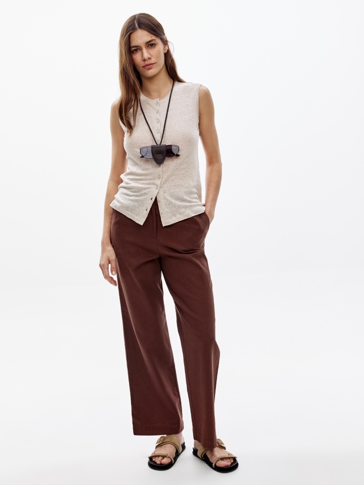 

Брюки из льна и хлопка с эффектом стирки, SL6805011502