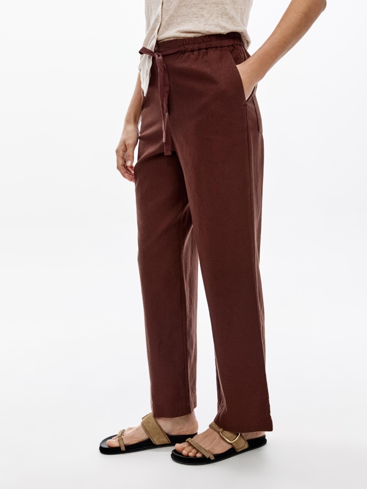 брюки из льна и хлопка с эффектом стирки по цене 3999 руб вид справа