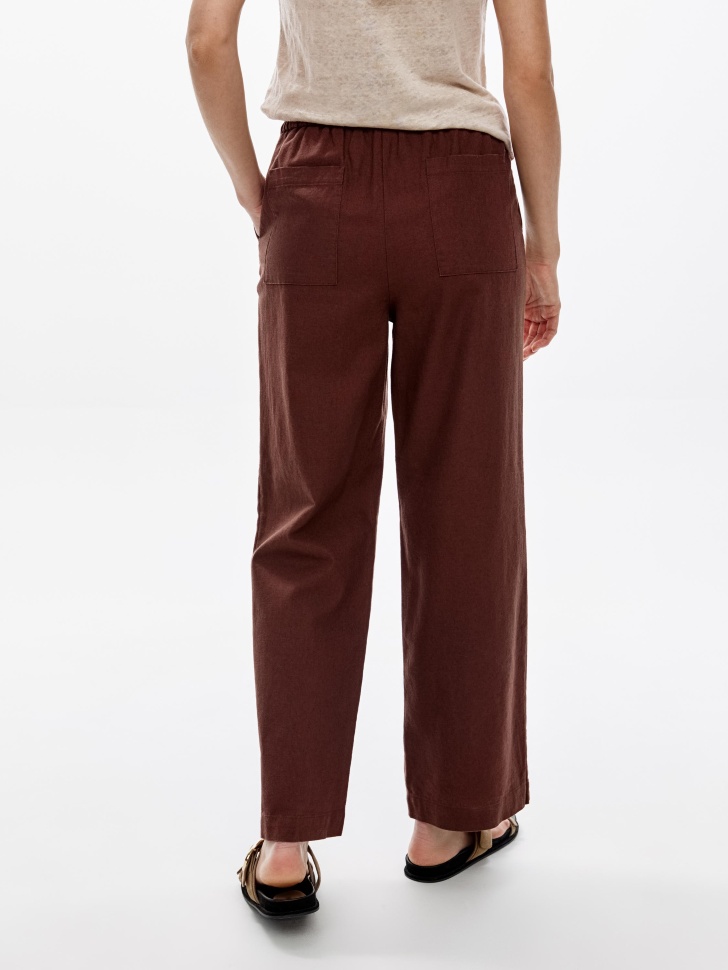 брюки из льна и хлопка с эффектом стирки из россии вид сбоку