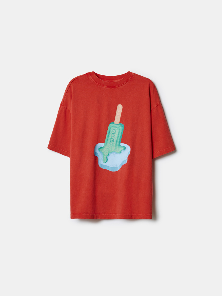 Футболка оверсайз Sela с принтом, красный, арт. 52216