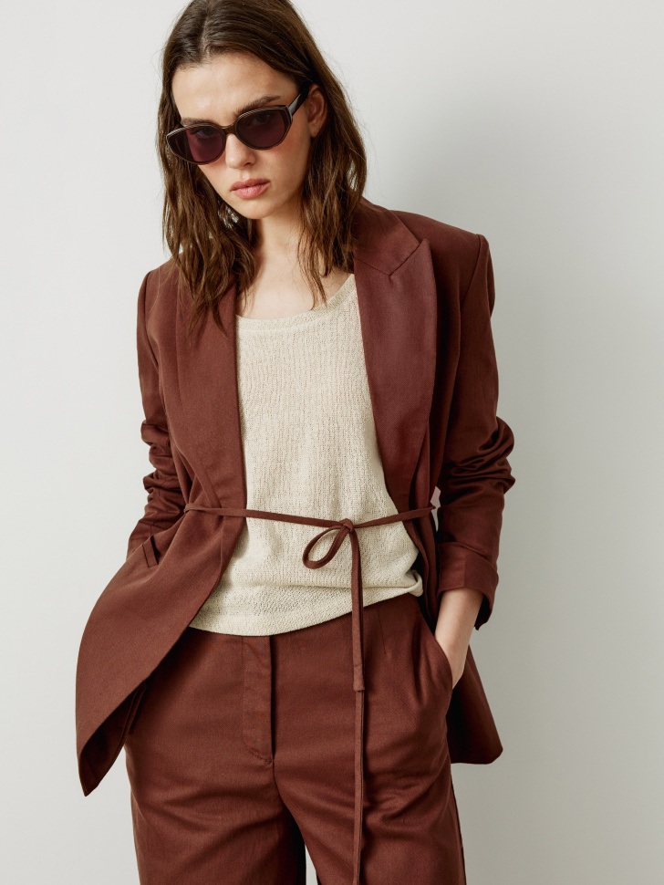 Жакет Sela с поясом, коричневый, арт. 52670