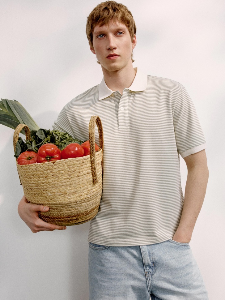 Поло Sela в полоску, бежевый, арт. 54944