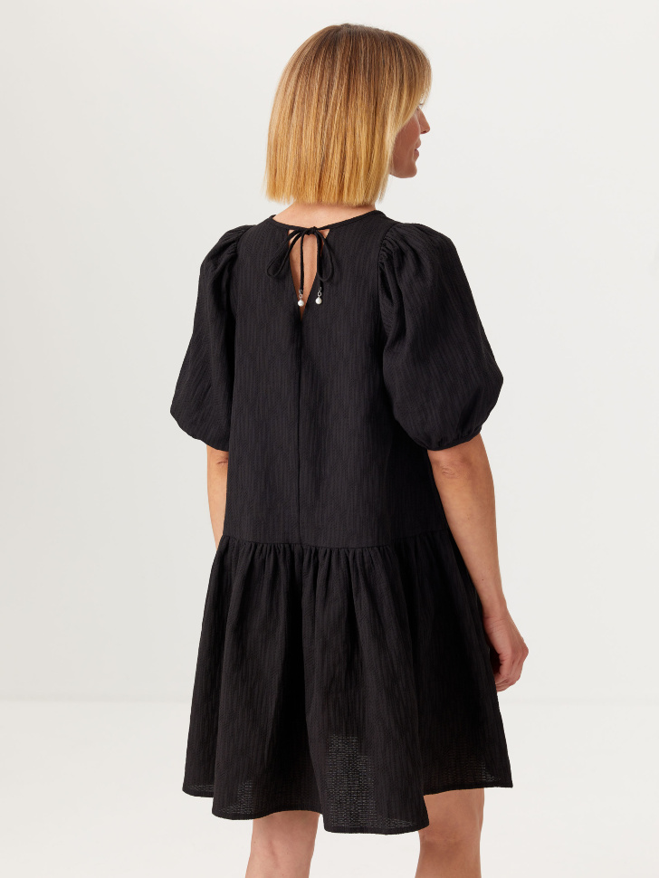 Платье с пышными рукавами-фонариками (черный, S) sela 4640078601684 - фото 6