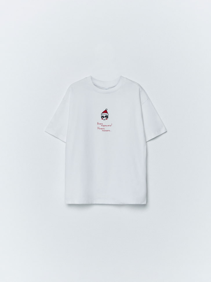 футболка оверсайз с новогодним принтом для мальчиков 4680798800493 с промокодом