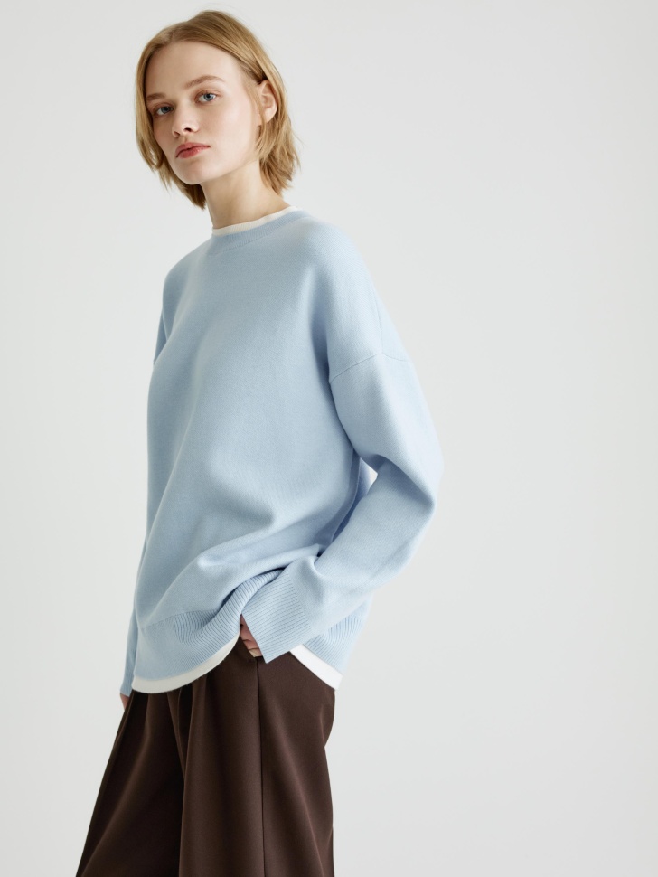 вязаный джемпер с многослойным эффектом из россии вид сбоку