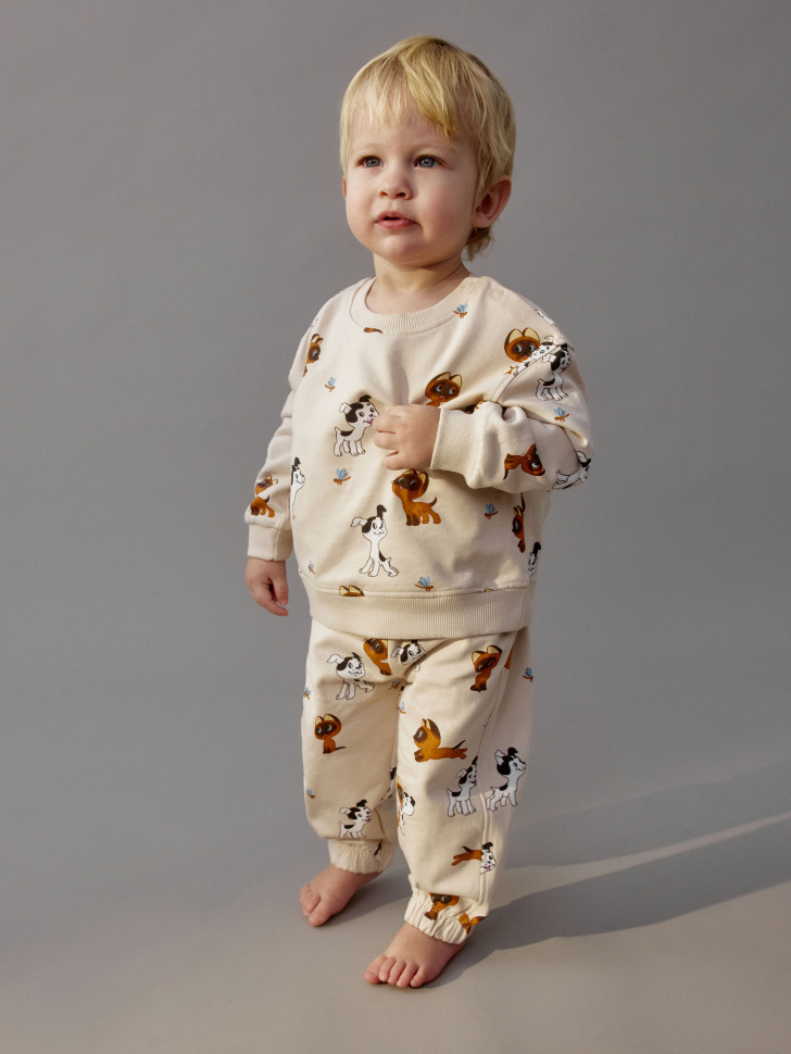 Утепленные джоггеры SELA x Союзмультфильм, бежевый, арт. 35149