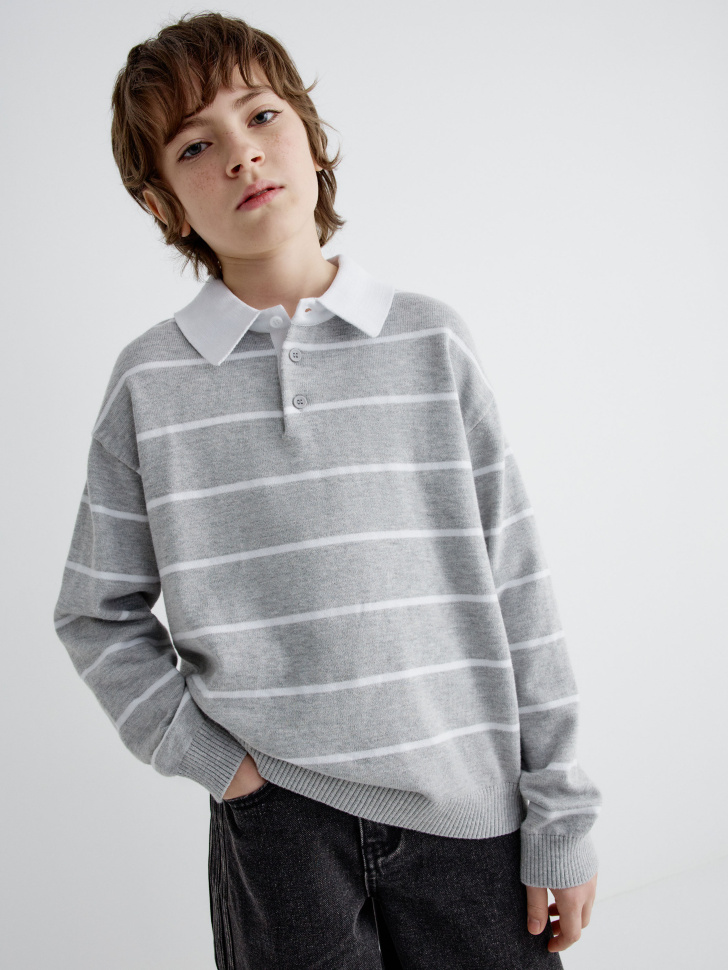 вязаный джемпер с воротником детский 4680704875317 фотография