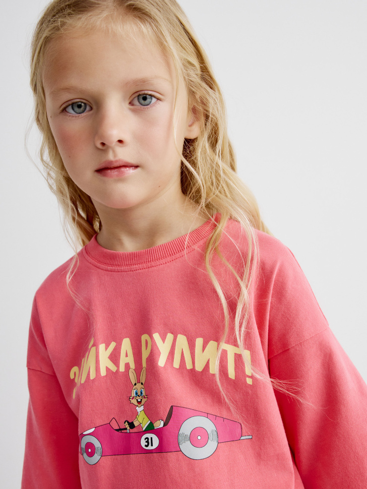 футболка с принтом для девочек  x союзмультфильм из хлопка спереди