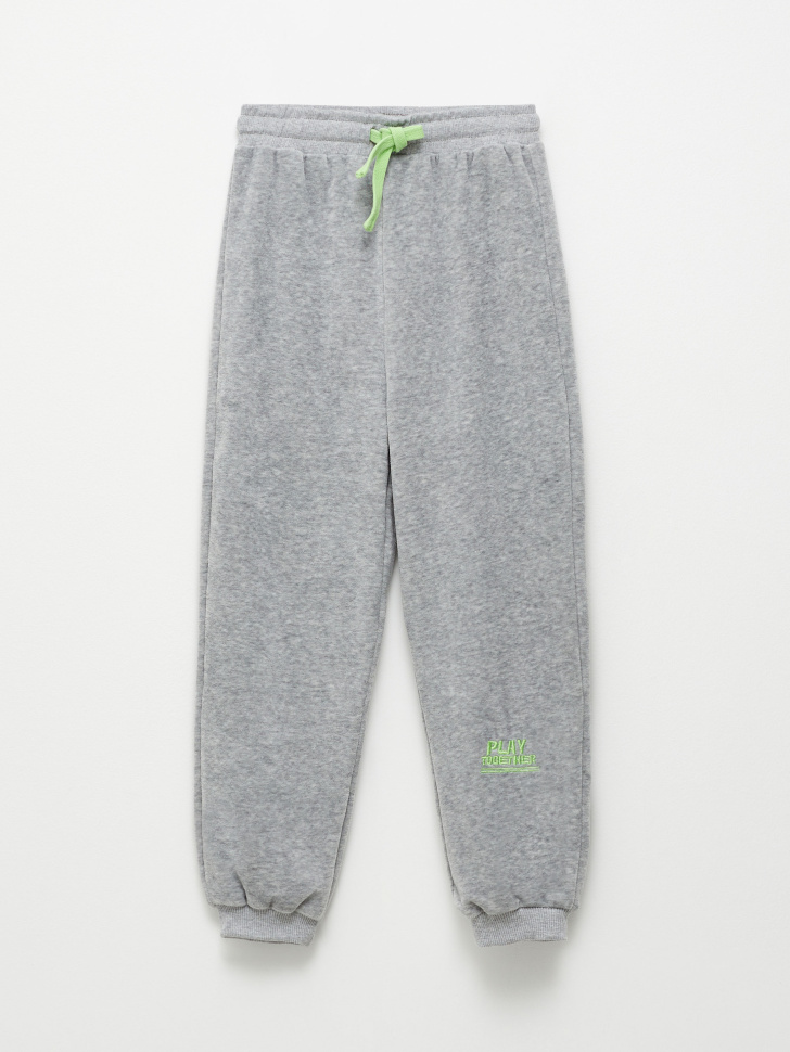 Велюровые джоггеры для мальчиков (серый, 122)