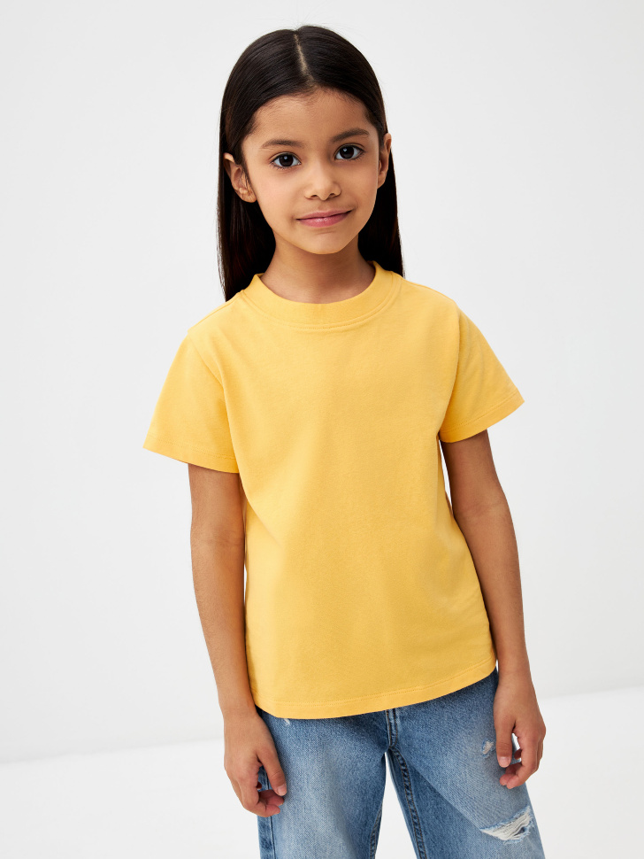 Картинка - Базовая футболка для девочек (оранжевый, 98)