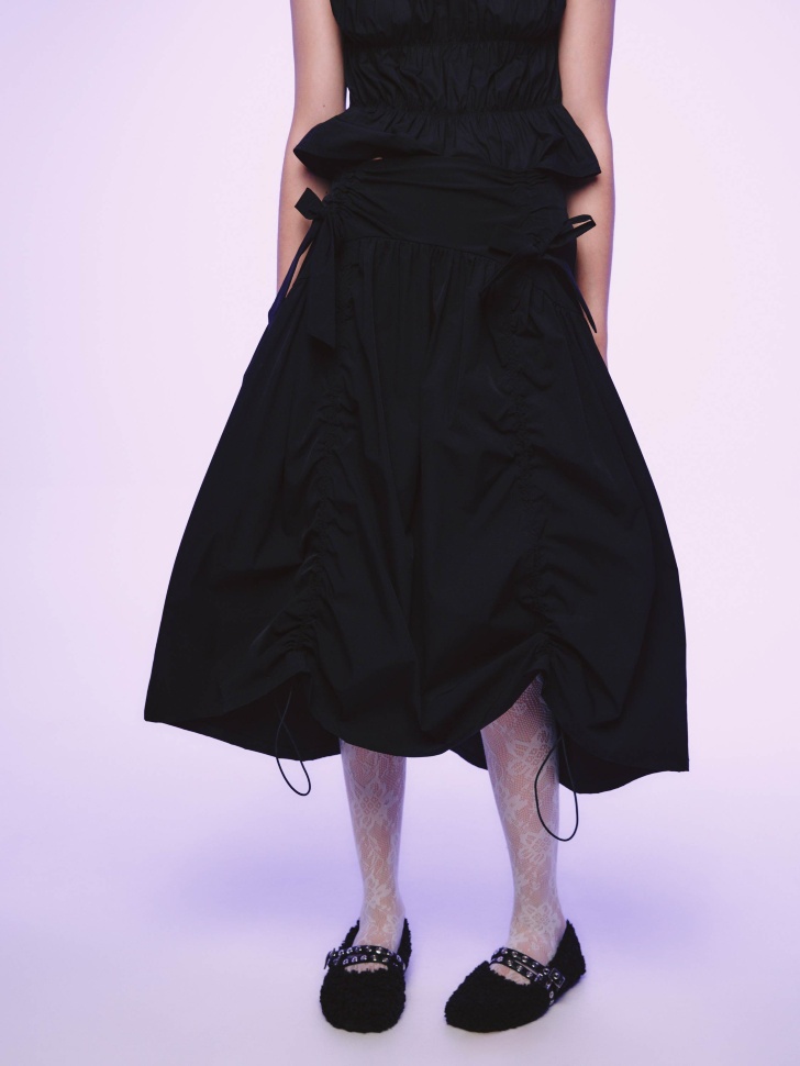 юбка миди со сборкой из линейки  young от бренда sela вид слева