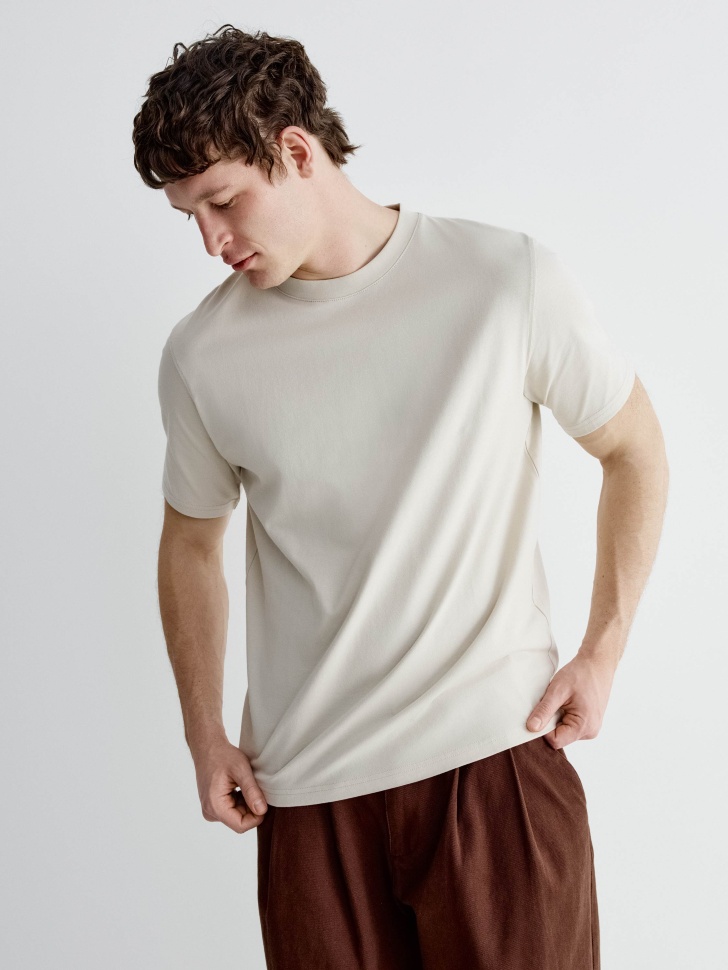 Базовая футболка SELA PETER REGULAR FIT, бежевый, арт. 41854