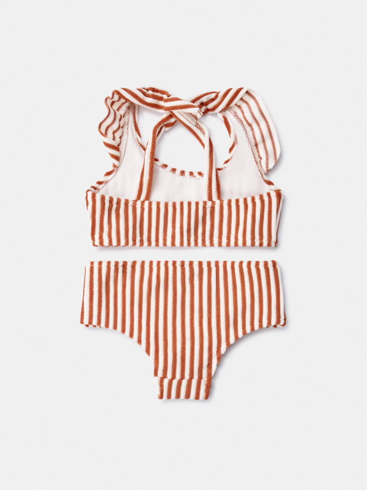 раздельный купальник в полоску для девочек от бренда sela вид слева