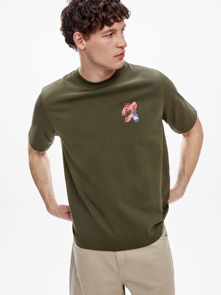 Футболка Sela с принтом, хаки, арт. 52773