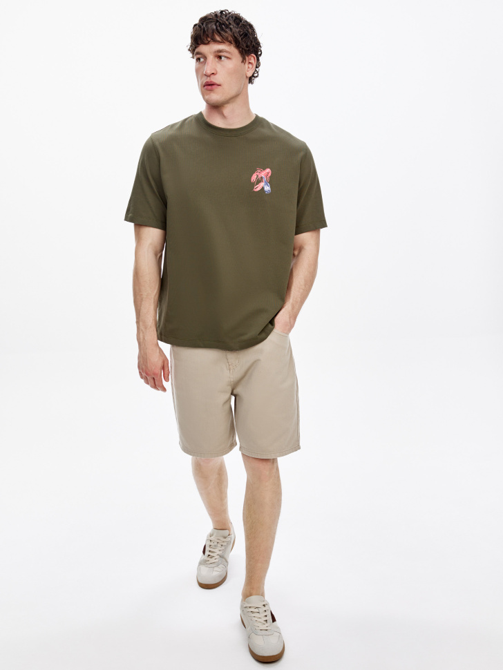 футболка прямого кроя с принтом от бренда sela вид слева