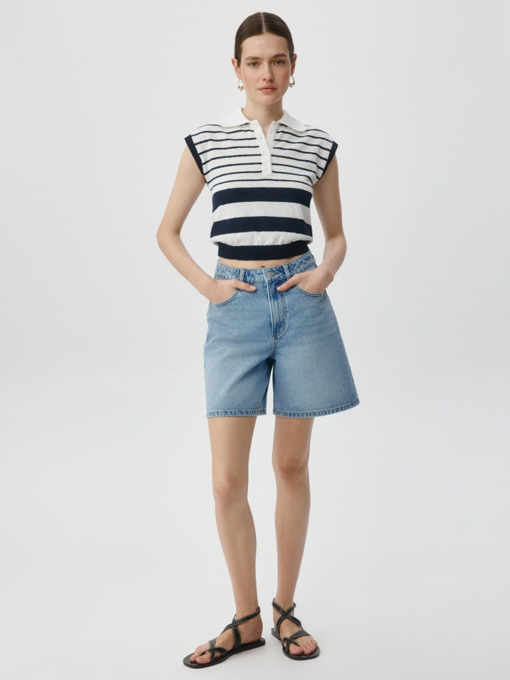 Джинсовые шорты Mom fit с вышивкой. Фото №2