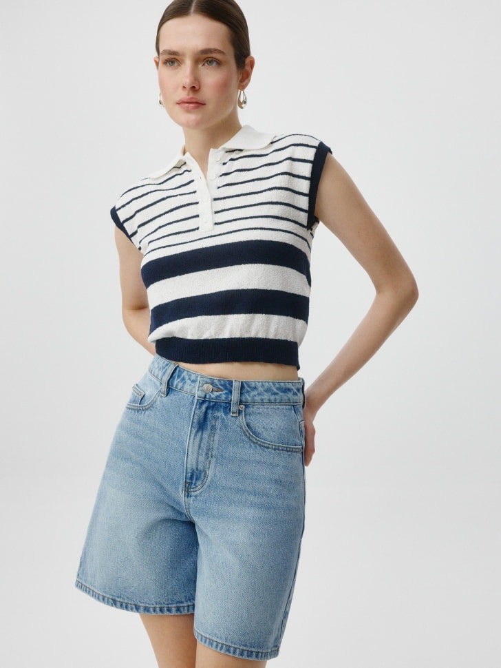 Джинсовые шорты Mom fit с вышивкой. Фото №3