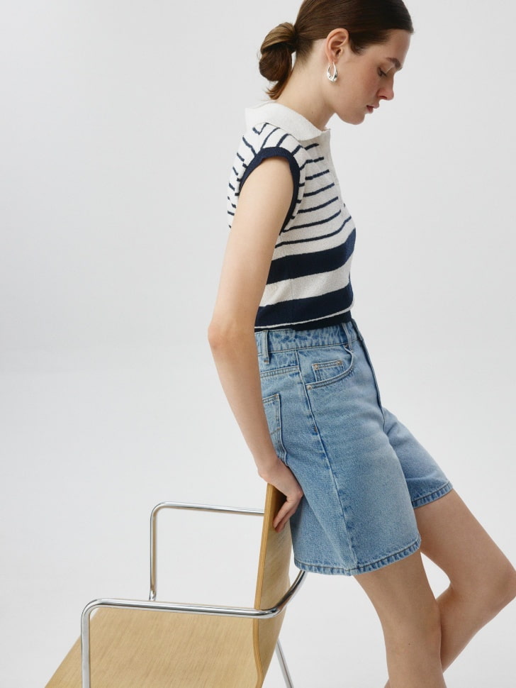Джинсовые шорты Mom fit с вышивкой. Фото №7