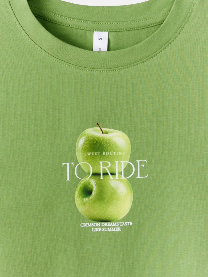 футболка с принтом прямого кроя от бренда sela вид слева