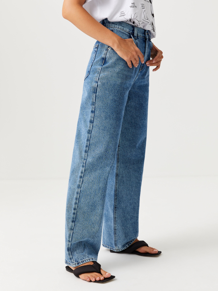 Широкие джинсы с защипами (синий, XS) sela 4640078616527 - фото 6