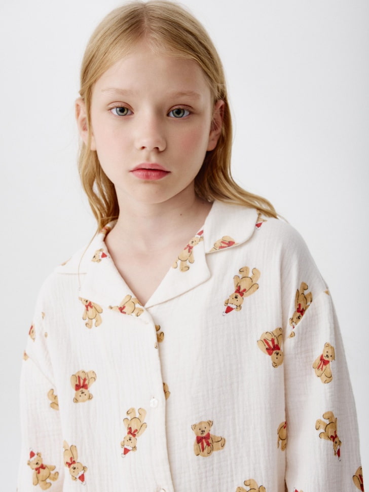 пижама с рубашкой и шортами из муслина для девочек 4610517092281 в интернет магазине