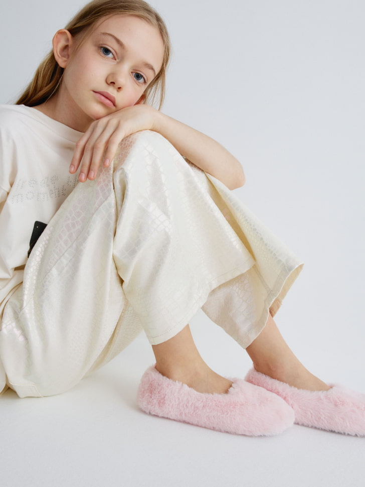 домашние меховые тапочки для девочек 4610517229762 по акции