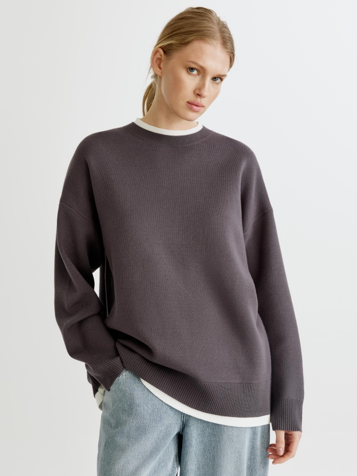 Вязаный джемпер SELA с многослойным эффектом, серый, арт. 35154