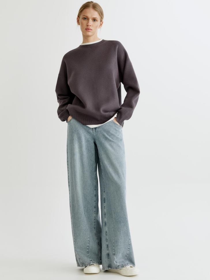 вязаный джемпер с многослойным эффектом от бренда sela вид слева