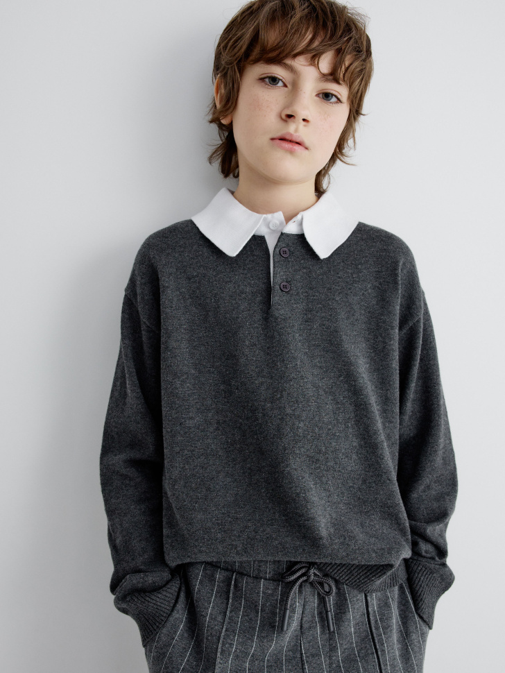 вязаный джемпер с воротником детский 4680704875362 фотография