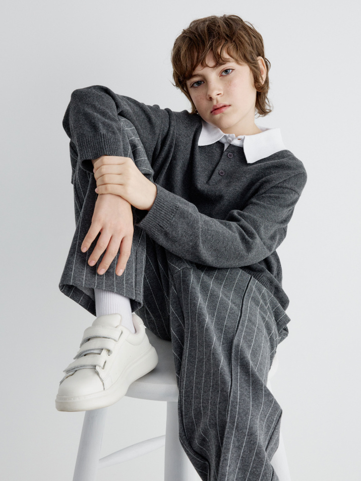 вязаный джемпер с воротником детский 4680704875362 в интернет магазине