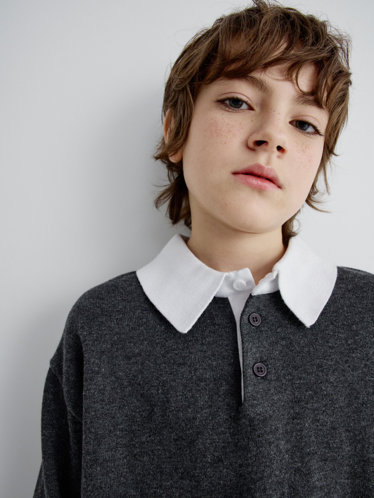 вязаный джемпер с воротником детский 4680704875362 с промокодом