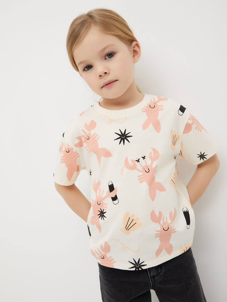 

Футболка с принтом для девочек, Белый