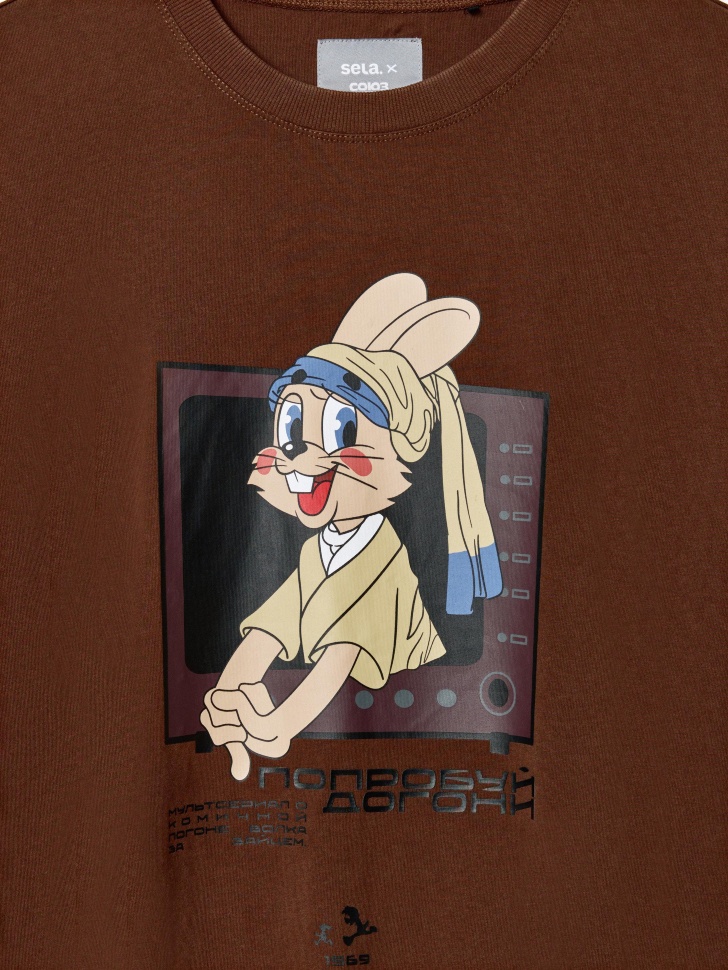 футболка с принтом  x союзмультфильм от бренда sela вид слева