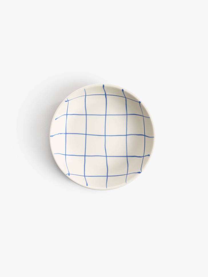 глубокая тарелка из каменной керамики в клетку 4610517711649 фотография