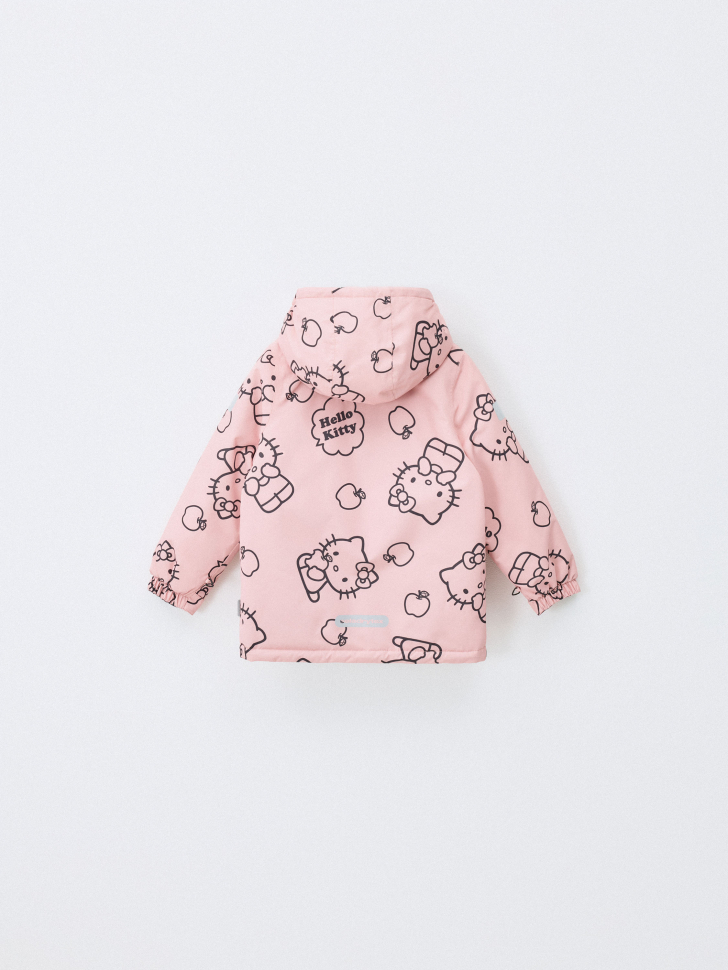 Демисезонная куртка из технологичной мембраны с принтом Hello Kitty для девочек. Фото №5