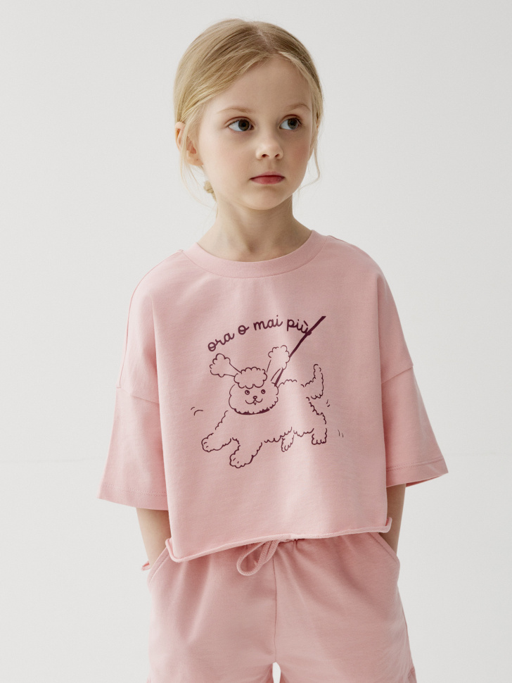 Комплект SELA футболка и шорты для девочек, розовый, арт. 43963