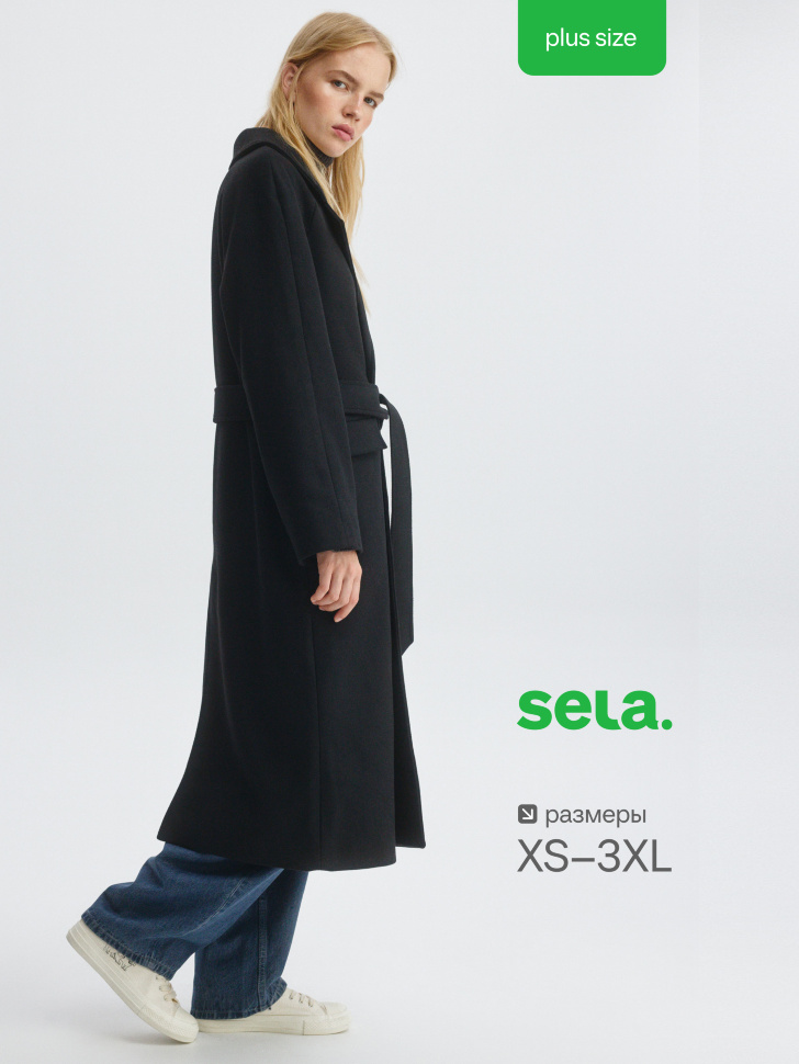 

Двубортное пальто из драпа с добавлением шерсти, SL5809011202