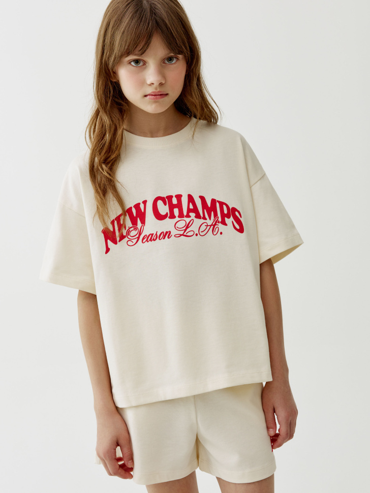 Комплект Sela футболка и шорты, бежевый, арт. 52634