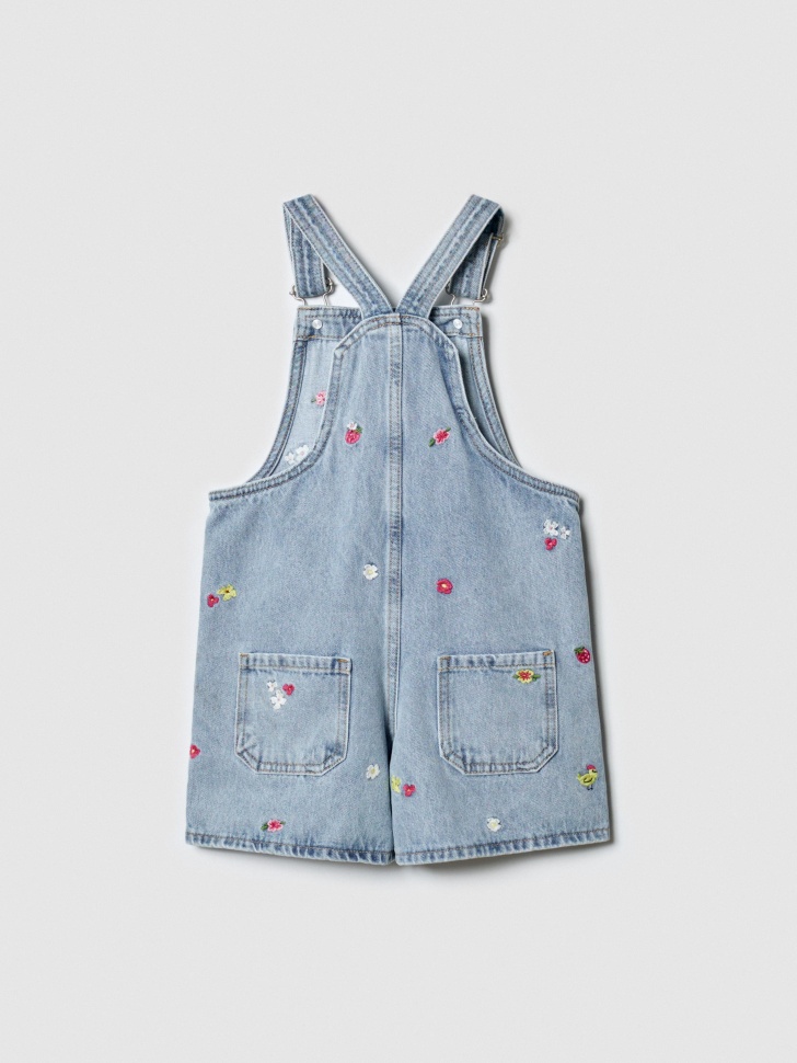 джинсовый комбинезон с вышивкой для девочек из россии вид сбоку