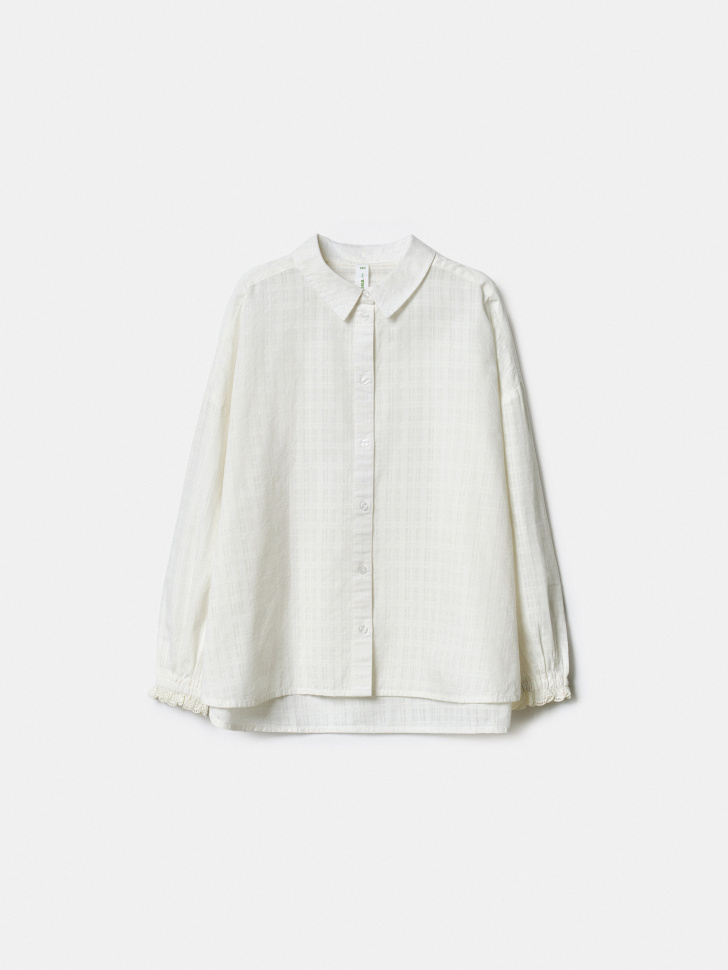 блузка оверсайз из фактурного хлопка для девочек по цене 2499 руб вид справа