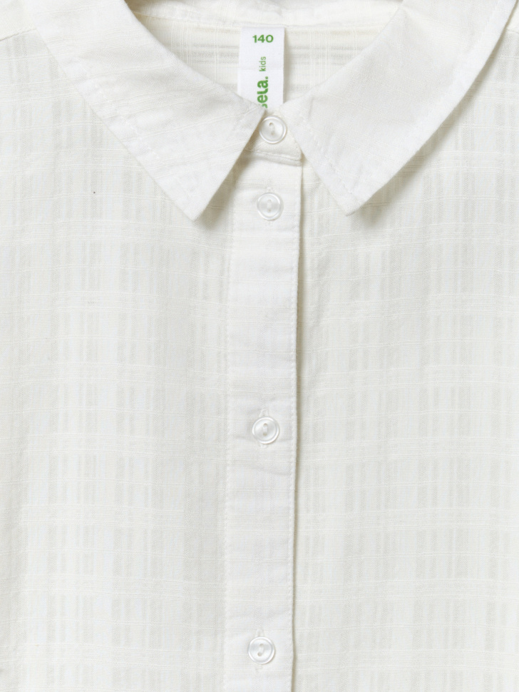 блузка оверсайз из фактурного хлопка для девочек из россии вид сбоку