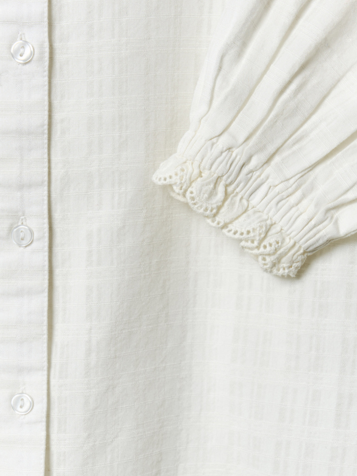 блузка оверсайз из фактурного хлопка для девочек из хлопка спереди