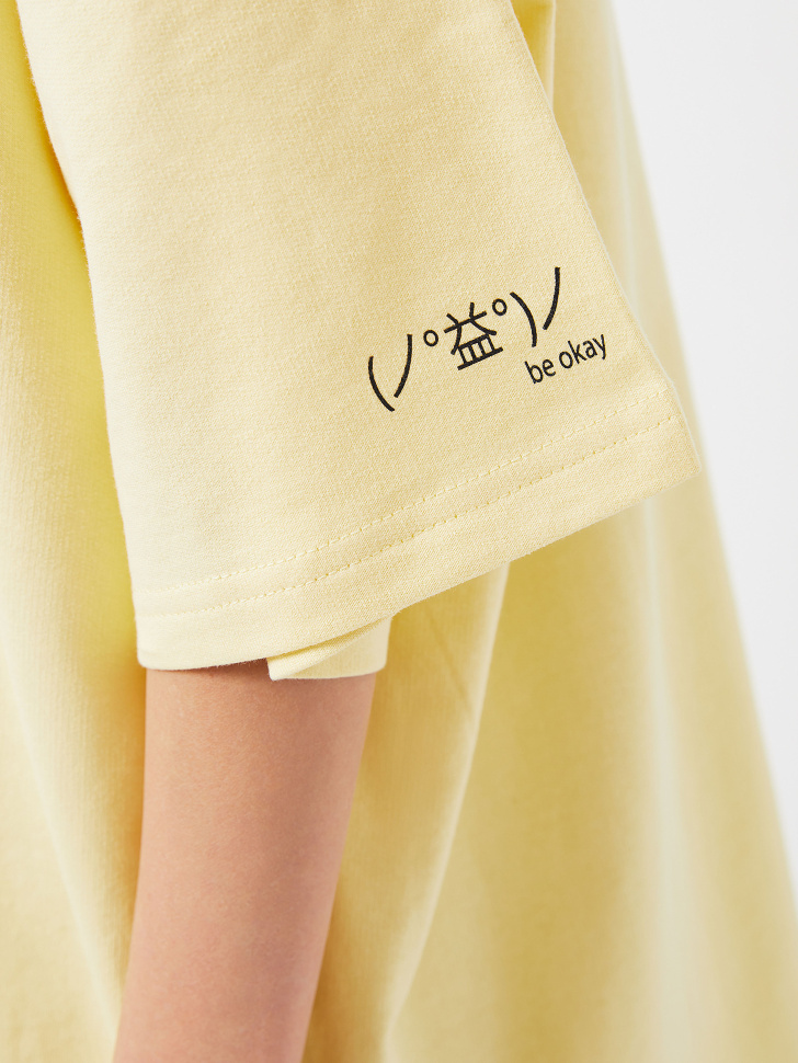 Удлиненная футболка оверсайз (желтый, M) от Sela