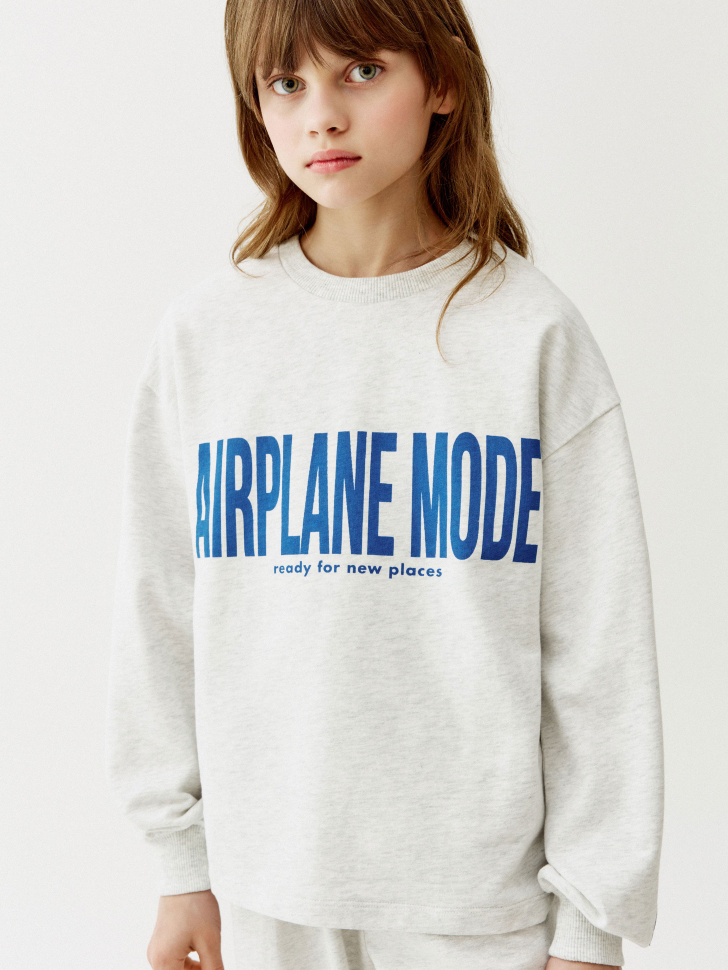 Свитшот оверсайз Sela с принтом, серый, арт. 52674