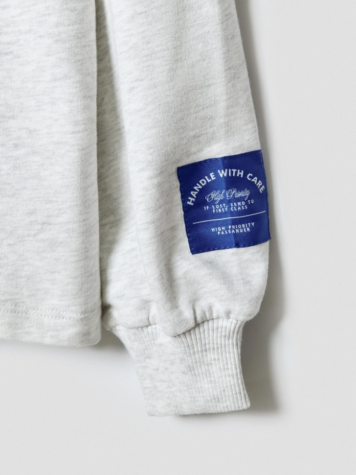 свитшот оверсайз с принтом для девочек из хлопка спереди