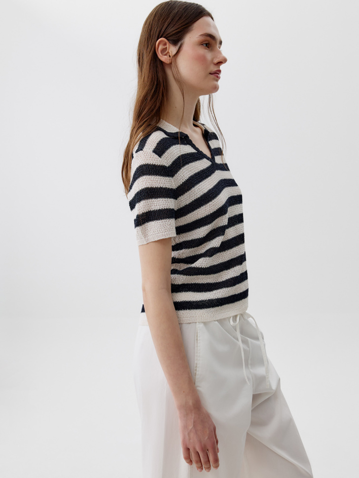 вязаный джемпер с коротким рукавом из россии вид сбоку