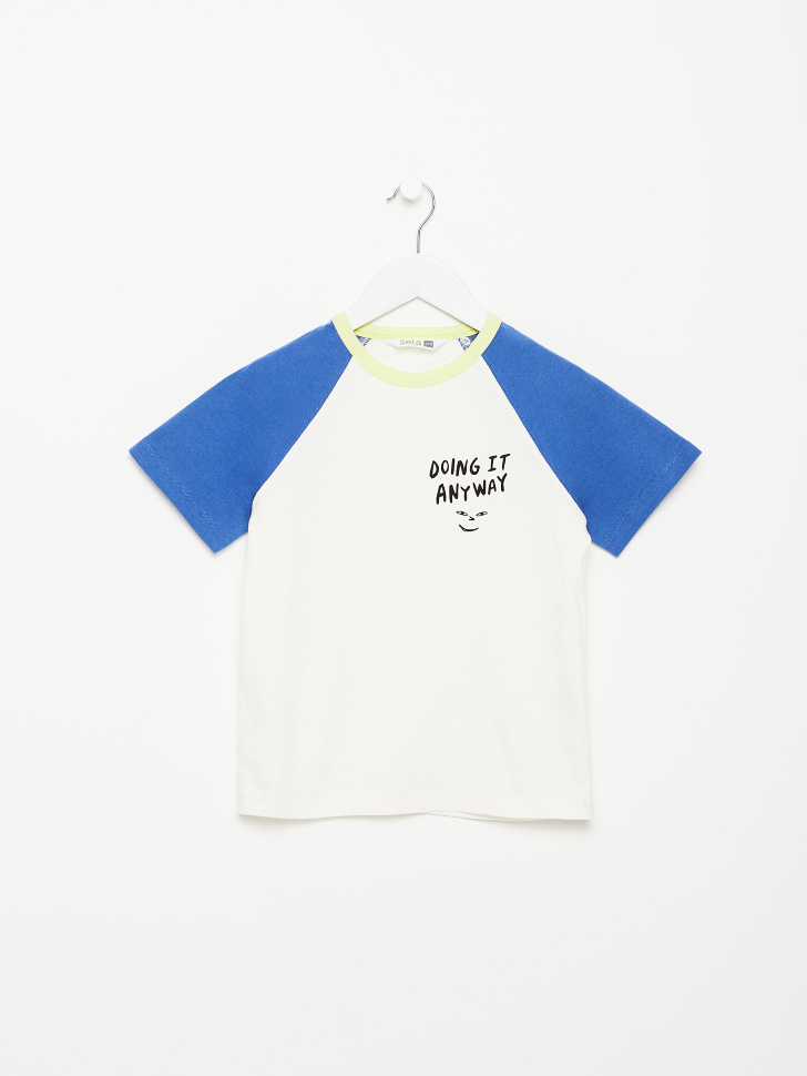 Трикотажная футболка с рукавами реглан для мальчиков (голубой, 116/ 6-7 YEARS)
